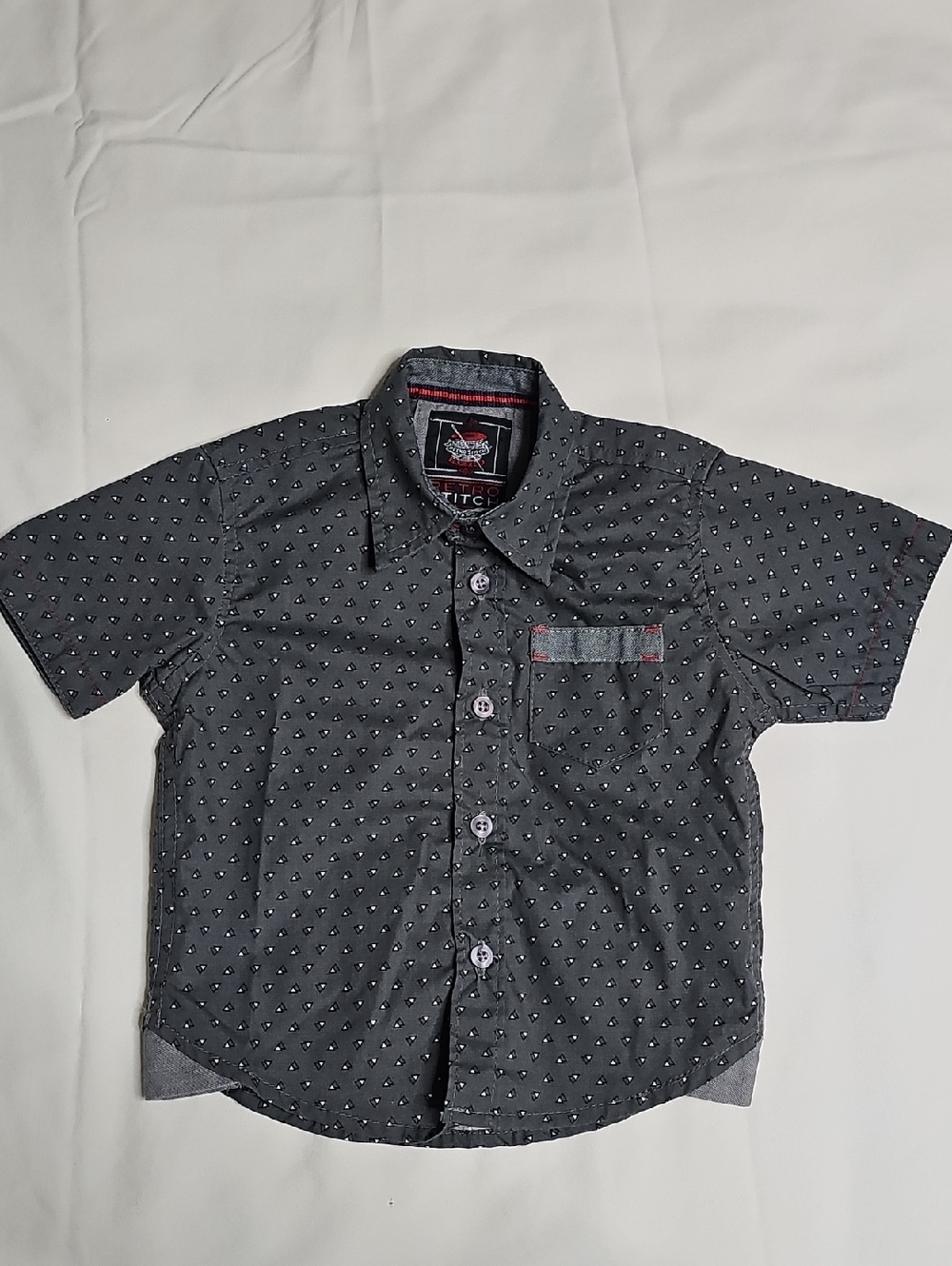Infant Grey Short-Sleeve Button-Up Shirt